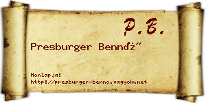 Presburger Bennó névjegykártya